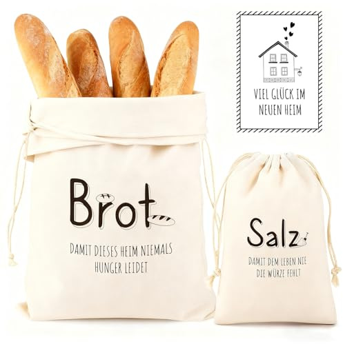 Novaridor Regalo Pan y Sal con Tarjeta - Ideal para Inauguración de Casa, Regalo de Mudanza. Set Decorativo para Casa Nueva, Tradicional para Vecinos y Familia