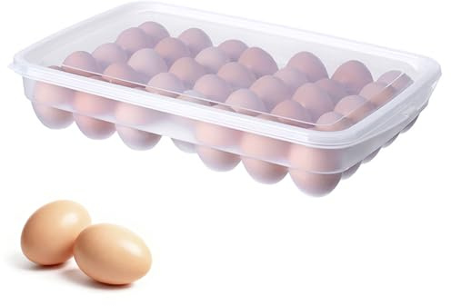Portauova a 34 Griglie, Porta Uova Plastica da Trasporto, Contenitore per Uova, Portauova Portatile, per Frigorifero, Cucina, Esterni, Picnic, Campeggio (E)