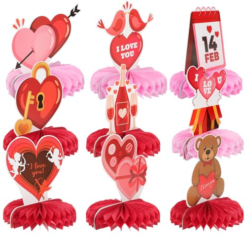 VICASKY Decorazioni a Nido D’Ape per la Festa degli Innamorati Set da 9 Sfere a Nido D’Ape da Tavolo Centrotavola Romantico per Feste Matrimonio e Addio al Nubilato