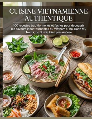 Cuisine Vietnamienne Authentique: 100 recettes traditionnelles et faciles pour découvrir les saveurs incontournables du Vietnam : Pho, Bánh Mì, Nems, Bo Bun et bien plus encore