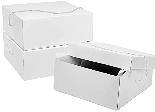 Paper Mart White Hat Boxes, 14 x 14 x 7 Inches, Pack of 25, Large Gift Boxes With Lids for Presents or Christmas Wreaths