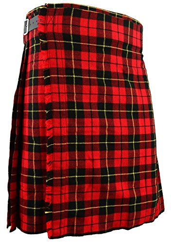 Falda escocesa tradicional escocesa Wallace Tartan, Rojo -, Waist 48 inch(122cm)