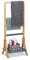 Relaxdays Handtuchhalter Bambus, mit Ablage & 3 Handtuchstangen, freistehender Handtuchständer, 103x41x28cm, Natur/grau, MDF, 10024982, Handtuchhalter Bambus + MDF grau