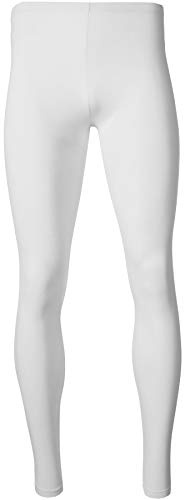dressforfun 901004 Leggings a Tinta Unita da Uomo, Elastico in Cintura, Abbigliamento Sportivo -Modelli Differenti (XL |Bianco |Nr. 304093)