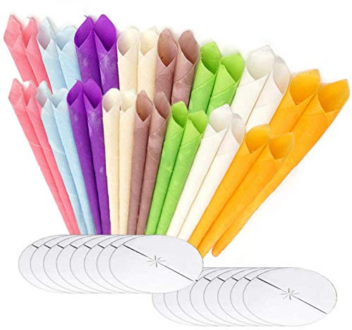Organic Hopi Ear Candles for Blocked Ears - All Natural Ear Wax Remover - GLAMZA 100% Natural Beeswax Candle - 32pcs (16 Pairs) with 16 Protective Disc Cones for Safe & Effective Ear Candling