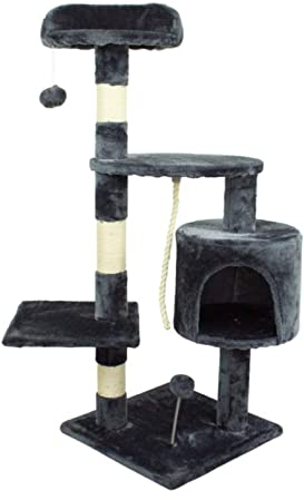 Mobiclinic, Rascador árbol para Gato, Modelo Silvestre, Mediano, Escalar, 3 Alturas, Soporta hasta 10 kg, con Plataformas y refugios, Juguete desestresante, Cuerda de sisal, Gris