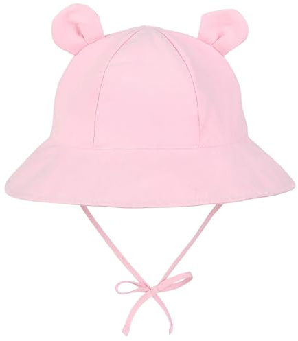 Durio Unisex Baby Kleinkinder Sonnenhut Kappe Mütze Fischerhut Strandhut Kinder Baby Mädchen Jungen Sommerhut UV Schutz UPF 50+ Pink 6-12 Monate