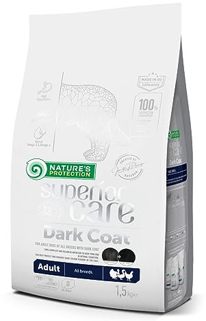 Nature's Protection Superior Care Hundefutter Trocken Getreidefrei mit Geflügel - Hypoallergenes Hundetrockenfutter für Erwachsene dunkle Hunde - Haut- & Fellpflege - Alle Rassen (1,5 kg)