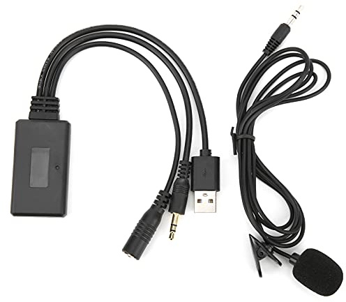 Tbest Car Bluetooth AUX-modul, Bluetooth 5.0 AUX-kabeladapter med mikrofon handsfree-samtalsbyte för Mondeo