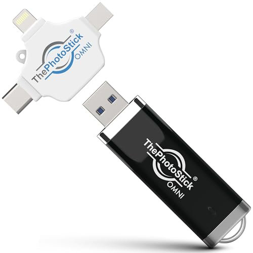ThePhotoStick® Omni 128GB - Secure Backup and Transfer | Digital File Organization | USB & Multiport Connection for Phones, Tablets and Computers | Portable External Storage