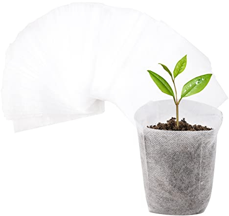 Cuayaes 100 Pcs Plant Grow Bags, Non-woven Seedling Pots Fabric Plant Pots, Garden Supplies for Vegetables Flowers Seed Growth (10x12cm)