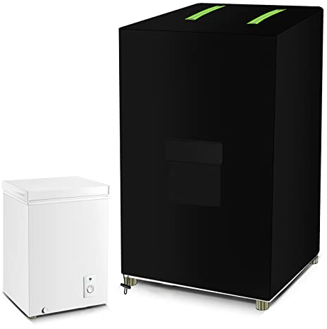 ZUYIYI Mini Chest Freezer Protector, Outdoor Deep Freezer Cover for 3.5 Cubic Feet, 420D Oxford Waterproof Dustproof Sun-Proof Electric Smoker Cover, 23L x 23W x 34H, Black