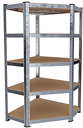 Arreditaly Scaffale Angolare In Metallo E MDF Scaffale Ad Alta Portata Fino a 875 kg Con 5 Ripiani Regolabili Ideale Per Garage Officina Cantina Capannone Magazzino Design Modulare 180 x 90 x 40 cm