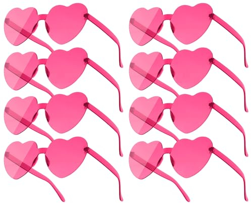 Yomaido 6/10 Stück Herz| Rund Party Brillen| Sonnenbrille, Lustige Partybrillen, Randlose Hippie Herzförmige Brille,für Geburtstagsfeier, Fasching, Karneval, Malle, für Kinder und Erwachsene