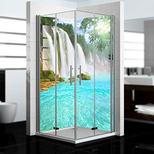 dedeco Pannello posteriore doccia impermeabile motivo: cascata V13, 2 x 100 x 210 cm, come pannello posteriore per il bagno per la sostituzione delle piastrelle, come parete decorativa, rivestimento