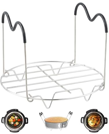 Anseom Steamer Rack, Stainless Steel Steaming Rack Steamer Rack Trivet with Silicone Handles Stainless Steel Round Rack Cooking Cooling Racks for Air Fryer Pressure Cooker Kitchen Cooking