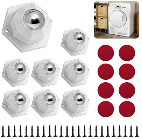 Mini Appliance Rollers Set, 8 Pcs 360° Rotating Caster Wheels, Furniture Universal Wheel With 24 Pcs Screws, White Universal Steel Ball Roller, Self-adhesive Swivel Wheels For Small Appliances