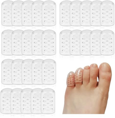 30 Stück Silikon Zehenschutz,Atmungsaktive Gel Zehenkappen,atmungsaktive Zehenkappen für Männer und Frauen,Silikon-Anti-Reibungs-Zehenschutz für Hühneraugen Blasen Fußschmerzen Männer Frauen