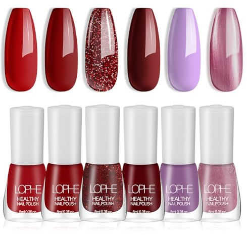 LOPHE Smalti per Unghie, Smalto Unghie Set da 6 Colori 8ml, Smalto per Unghie ad Asciugatura Rapida, Set di Smalti per Nail Art, Diversi Color(C)