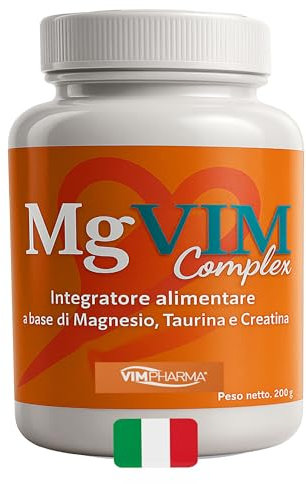 Magnesio Completo Citrato Polvere, Carbonato I con Taurina, Creatina, Vitamina B1 e B6 – Supporto Muscolare e Miorilassante - Mg Vim Complex – Made in Italy - Vimpharma®