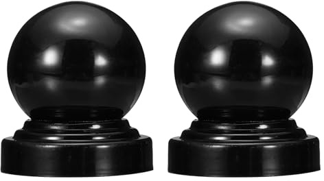 QUARKZMAN 2 Piezas De Tapa De Poste Con Bola De Metal, 2.03 X 2.03 Pulgadas Tapa Redonda Para Poste De Cerca Con Parte Superior Esférica, Tapas Decorativas De Hierro Para Postes.