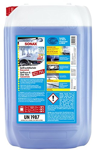 SONAX AntiFrost&KlarSicht Konzentrat (25 Liter) ergibt bis zu 75 Liter Winter-Scheibenwaschwasser, sofort mischbereit, schlierenfrei, Antikalk-Effekt | Art-Nr. 03327050