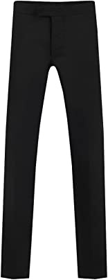 Dobell Mens Black Tuxedo Trousers Regular Fit Satin Side Stripe-38R