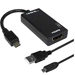 aiino Cavo Adattatore MHL Micro-USB A HDMI, con divisione Film, Video, Immagini, Giochi da Smartphone, Tablet Pc Su Monitor e Tv In HD, con Porta MHL Micro-USB, Nero