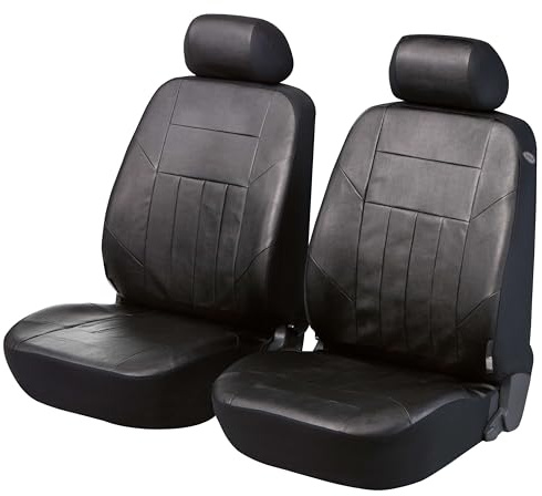 Walser Auto-Sitzbezug: 2 Vordersitzbezüge Soft Nappa, Schonbezüge für Normalsitze, Sitzschoner Schwarz