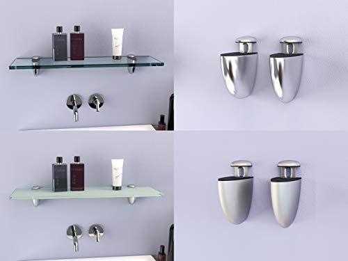 DURAFURN® Glasablage 800 mm x 150 mm x 8 mm als Variante satiniertes Glas mit Chromhalter Glasregal Spiegelablage Badablage Wandhalter Wandregal Duschablage