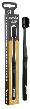 Öko Zahnbürste Permium | 6580 Borsten | 3 mal sanfter & effektiver | Vegan | Schwarz | Nordics