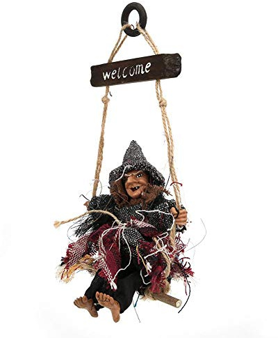 Zerodis- Bruja Colgante de decoración de Halloween, Barra Colgante de jardín para el hogar Decoración Interior al Aire Libre Casa embrujada Prop Retro Colgante de Bruja(Bruja con Gorra Gris)