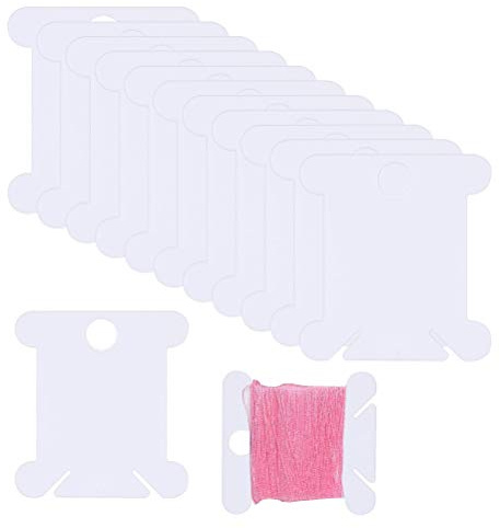 Lanjue 200pcs Plastic Floss Bobbins Cross Stitch Embroidery Cotton Thread for Craft DIY Embroidery Sewing Thread Storage