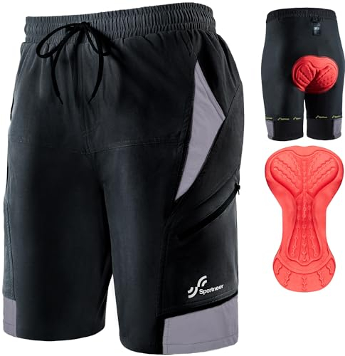 Sportneer MTB Radlerhose Herren Gepolsterte Radhose Herren Radlerhose 3D Gefüttert Mountainbike Radsport Sport Radfahren Outdoor