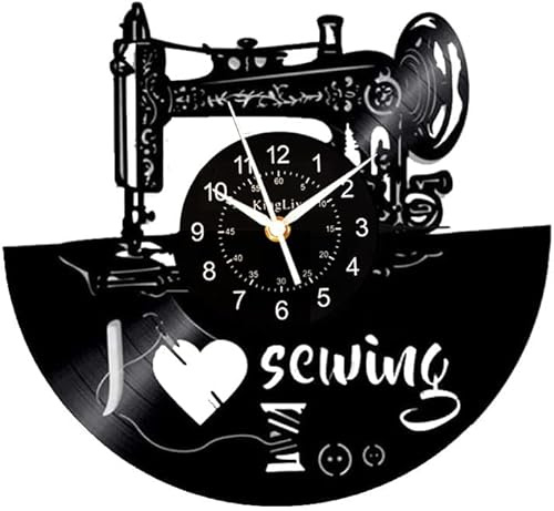 KingLive Sewing Room Clock Machine 12 inches Vinyl Record Wall Clock Vinyl Record Wall Clock Great Idea for Tailor Outfitte Dressmake Best Gift for Tailor