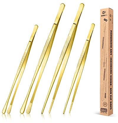 Pinzette lunghe e fini in acciaio inox professionale, 30,5 cm e 25,4 cm, per cucina, cibo, riparazione, frutti di mare e barbecue