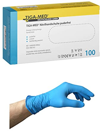 TIGA-MED Nitrilhandschuhe BIG PACK – Blau, puderfrei & latexfrei – Medizinische Einweghandschuhe nach EN 455 & EN 374 – Reißfest, texturiert (M, 1000)