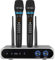 PROZOR Drahtloses Mikrofon mit Bluetooth UHF FM Mikrofon Wiederaufladbares Mikrofon 3,5mm AUX Eingang und Ausgang 6,35mm Mix Ausgang Höhen- und Lautstärkeregelung des Halls für Hochzeit, DJ, Bühne