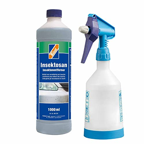 TECHNOLIT Insektenentferner Insektosan Konzentrat 1L+ inkl. Sprühflasche 500 ml - Insektenreiniger, Insektenlöser, Autoreiniger, Glasreiniger