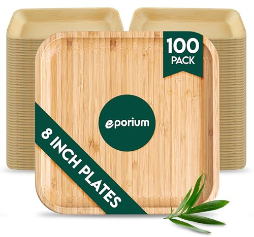 8 Inch Square Palm Leaf Plates (100-Pack) I Compostable Disposable Dinnerware | Premium Quality I Eco-Friendly Tableware Sustainable Heavy Duty like Bamboo Plates I Disposable Plates for Party