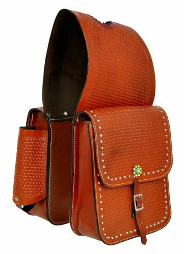 WILDRACE Western-Satteltasche aus Pferdeleder, strapazierfähig, für traditionelle Trail-Fahrten | Satteltasche | Pferdesatteltasche | Western-Satteltasche | Ledersatteltaschen für Pferde (STYLE-02)