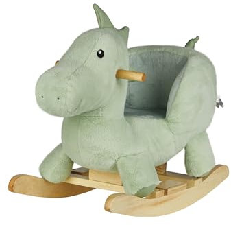 Sterntaler Schaukeltier Dino Rexi - Schaukeltier aus kuscheligem Plüsch und weicher Sitzfläche - Schaukelpferd für Kinder - Spielzeug Wippe für Baby und Kinder, pudergrün