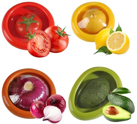 FORYNXHWIN Silicone Fruit Storage Box, 4Pcs Fruit and Vegetable Storage Containers for Fridge, Onion Storage Container, Avocado Keeper, Tomato Saver and Lemon Holder, Anti-Oxidation Fruit Box Reusable