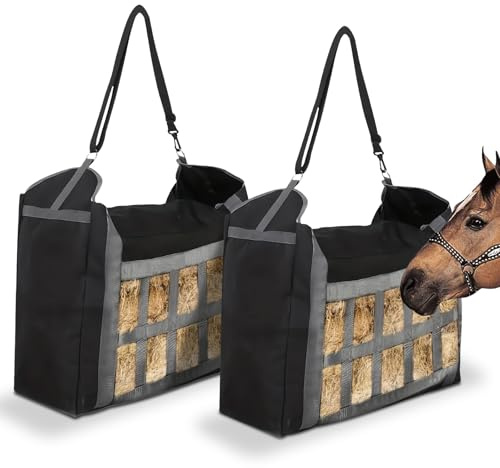 LEKEFETO Heusack Premium per cavalli: rete da fieno a maglia stretta, grande, borsa per cavallo, rete singola 4 x 2,7 pollici, robusta rete di alimentazione, cavallo, giocattolo per cavalli, per