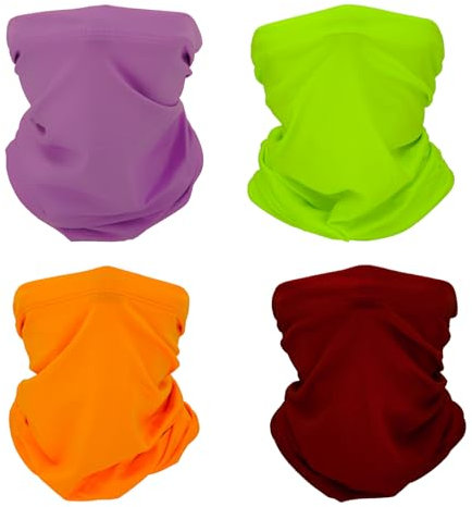 SMEHCF 4 Cooling Neck Gaiters Multipurpose Bandanas for Women Men Headband Balaclava Hair Head Scarf Face Half Mask Bright Red Fluorescent Green Purple Orange