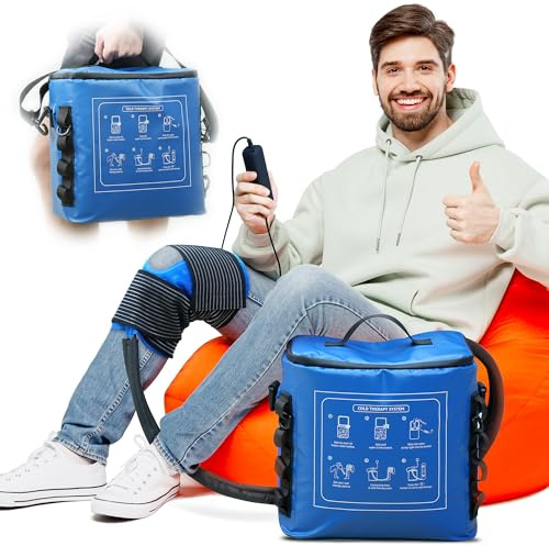 Máquina de hielo para rodilla después de una cirugía, máquina de terapia de frío portátil, sistema universal de compresas frías para aliviar el dolor de rodilla y hombro