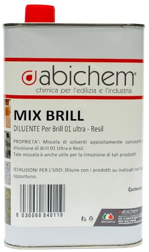 Abichem MIX BRILL – Diluente Specifico per BRILL 01 ULTRA, RESIL e RESIL PAINT – Formula Pulita e Trasparente, Alta Velocità di Evaporazione, Made in Italy (5 Litri)