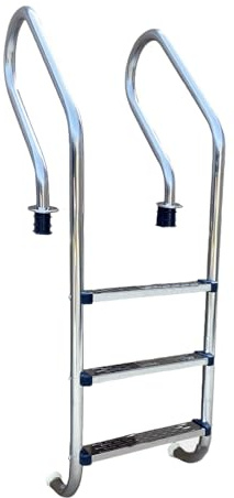 KLZUOPT Escalera de Seguridad para Piscina elevada con pasamanos, escalones de Acero Inoxidable, soporta 250 kg, para Piscinas Cubiertas y Exteriores, Parques acuáticos.