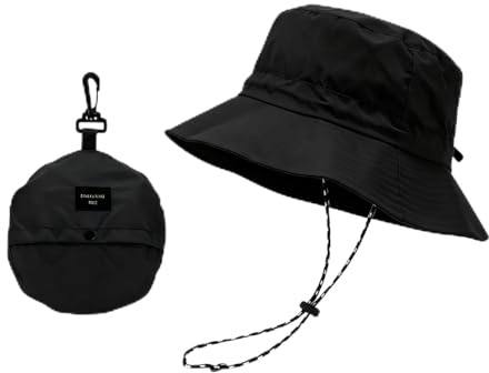 Frdelma fiskarhatt kvinnor män solhatt med hakrem, vattentät snabbtorkande vikbar UV-skydd UPF 50+ hinkhatt för sommar utomhus vandring camping strand fiske