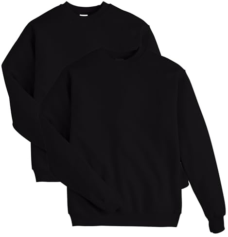 Hanes Mens Ecosmart Fleece Sweatshirt, Cotton-blend Pullover, Crewneck For Men, 1 Or 2 Pack Athletic-sweatshirts, Black - 2 Pack, X-Large US